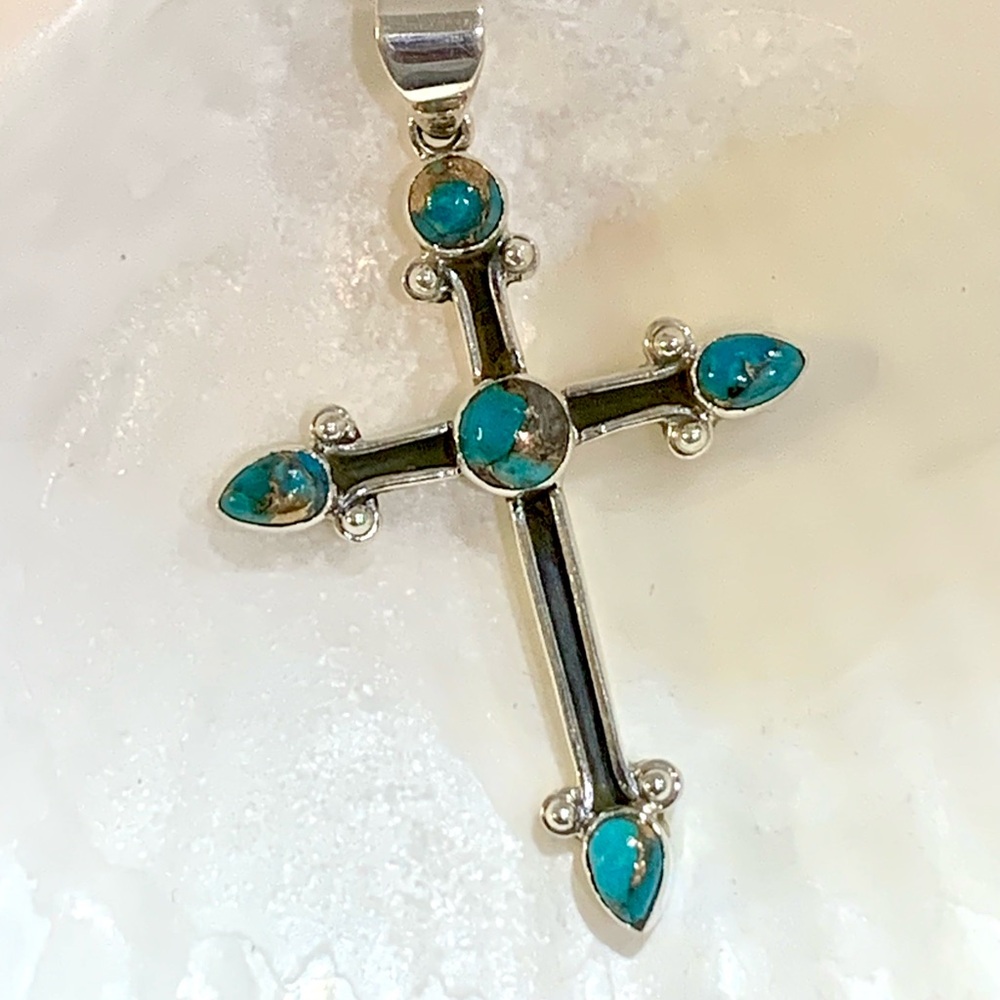 Turquoise Sterling Silver Cross Pendant